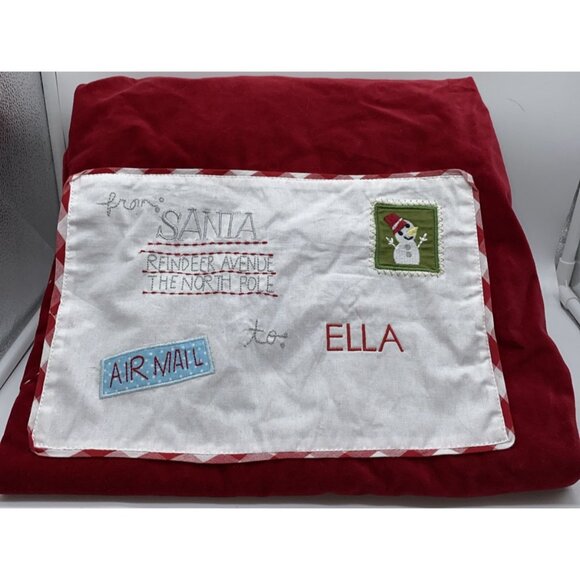 Pottery Barn Ella Letters to Santa Bag Velvet Sack Christmas Stocking 40 X 33 in - Picture 2 of 12